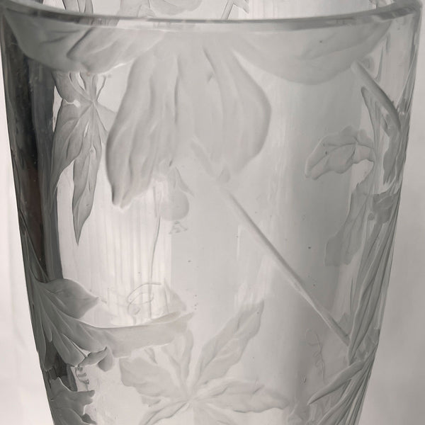 Large Russian Imperial Glass Factory Art Nouveau Cut Glass Vase