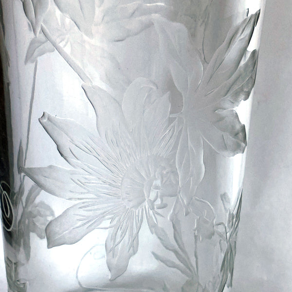 Large Russian Imperial Glass Factory Art Nouveau Cut Glass Vase