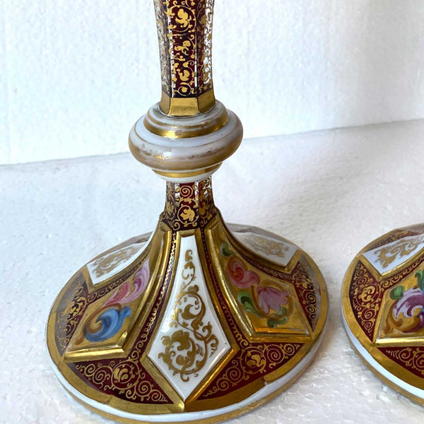Bohemian Glass Ruby Red Gilt Enamelled Overlay Tulip-Form Vase