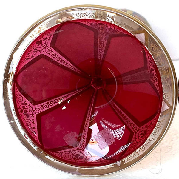 Bohemian Glass Ruby Red Gilt Enamelled Overlay Tulip-Form Vase