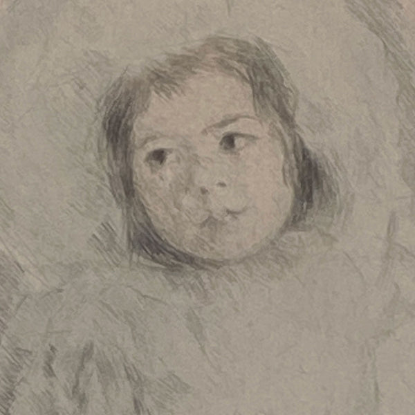 MARY CASSATT Hand Colored Drypoint Etching on Paper, Margo Wearing a Bonnet (No. 1)