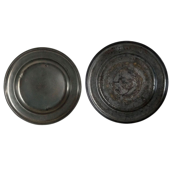 Lot 0479 | (2) Large European Pewter Incised Reeded Edge Plates