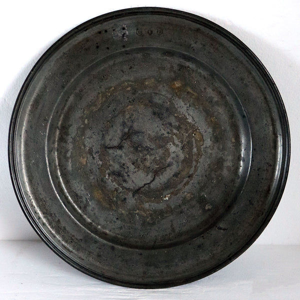 Lot 0479 | (2) Large European Pewter Incised Reeded Edge Plates