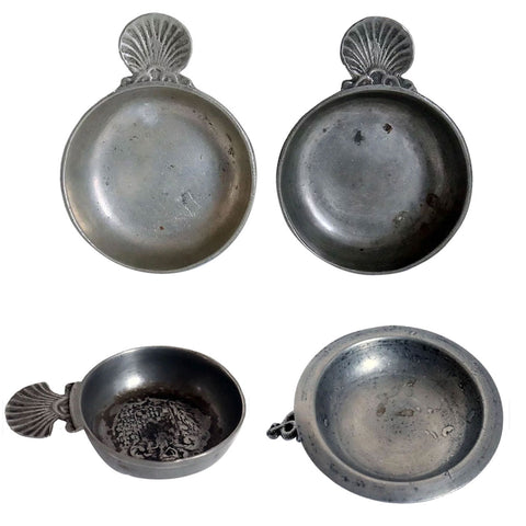 Lot 0480 | Four Vintage French Pewter One-Handle Wine Tasting Bowls (Tastevins)