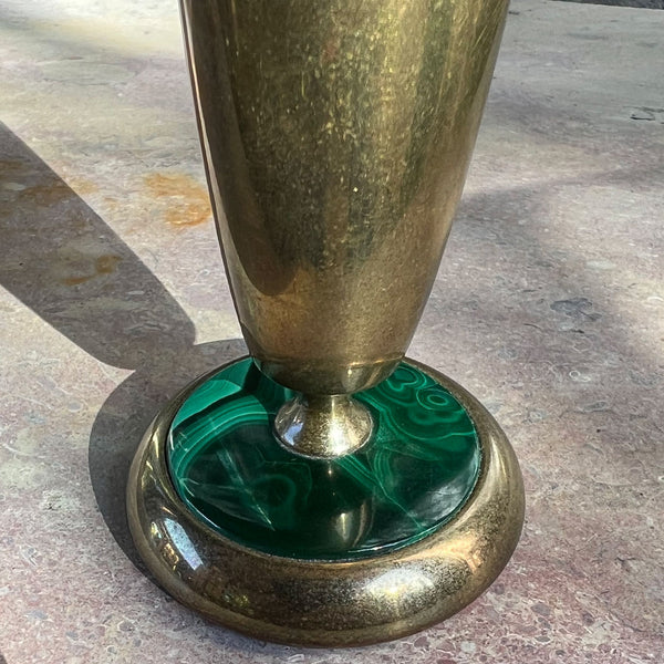 Vintage American Gibson Bronze and Malachite Bud Vase / Paperweight Music Trophy