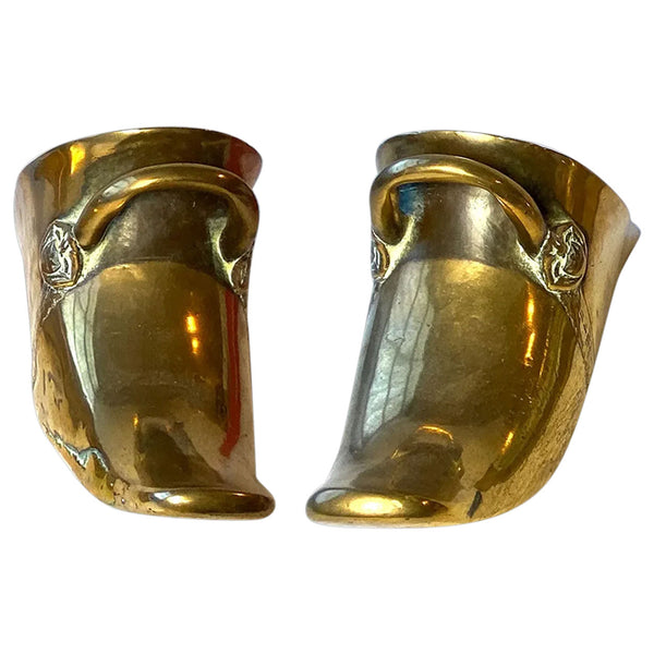 Pair of South American Spanish Colonial Patinated Brass Horse Stirrups