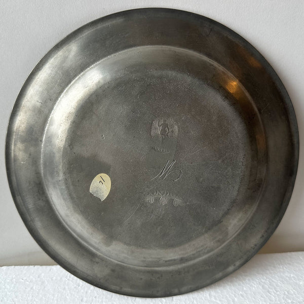 English Export Edgar Curtis and Company Georgian Pewter Plate