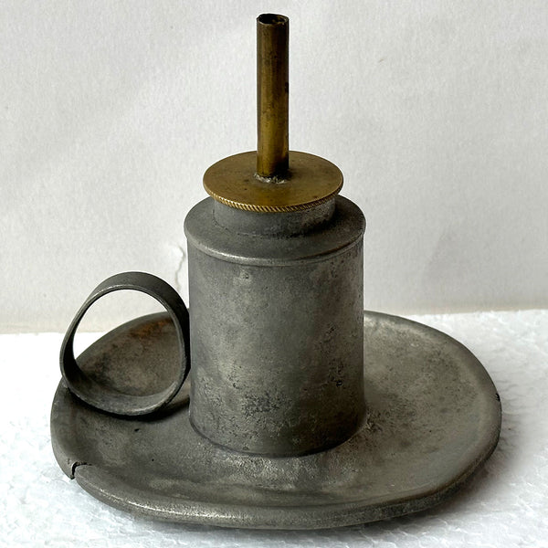 American Capen and Molineux New York Pewter Whale Oil Finger Lamp