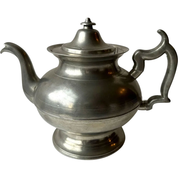 American New England Pewter Inverted Molded Tea Pot