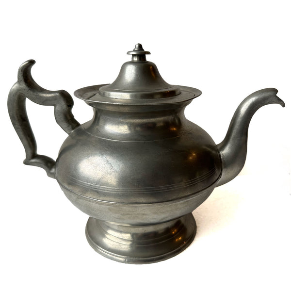 American New England Pewter Inverted Molded Tea Pot