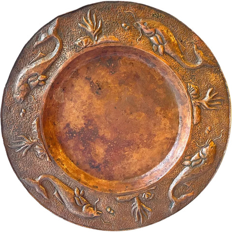 English Arts and Crafts Newlyn School Style Hammered Copper Fish Plate