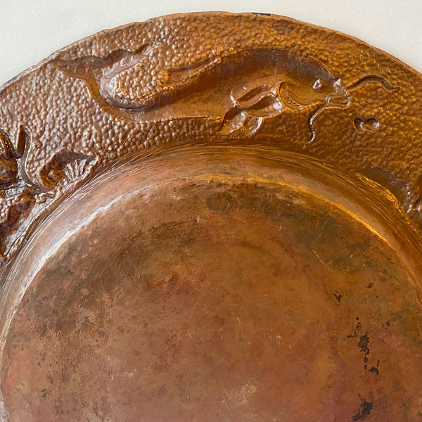 English Arts and Crafts Newlyn School Style Hammered Copper Fish Plate