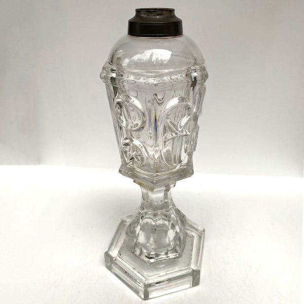 American Boston and Sandwich Glass Star & Punty Pattern Whale Oil Lamp