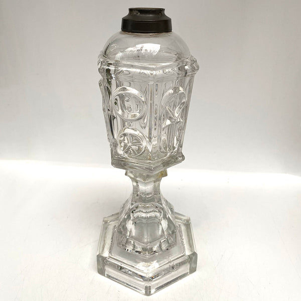 American Boston and Sandwich Glass Star & Punty Pattern Whale Oil Lamp