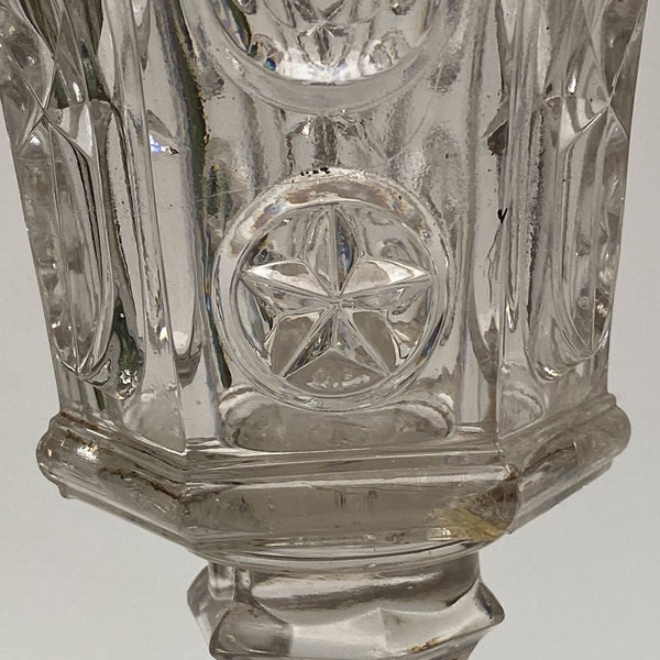 American Boston and Sandwich Glass Star & Punty Pattern Whale Oil Lamp