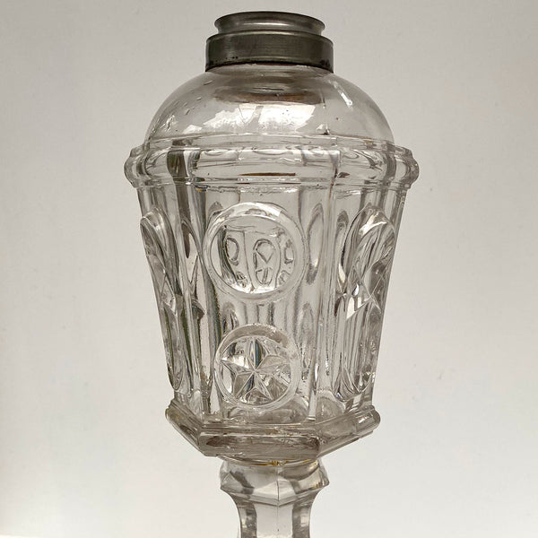 American Boston and Sandwich Glass Star & Punty Pattern Whale Oil Lamp