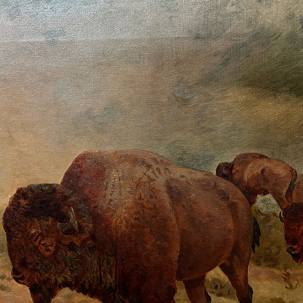 JOHN (JACK) DARE HOWLAND Oil on Canvas Painting, Buffalo Herd