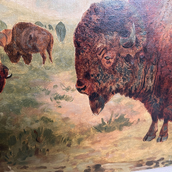 JOHN (JACK) DARE HOWLAND Oil on Canvas Painting, Buffalo Herd