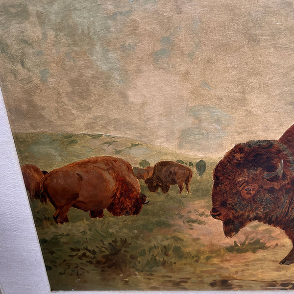 JOHN (JACK) DARE HOWLAND Oil on Canvas Painting, Buffalo Herd