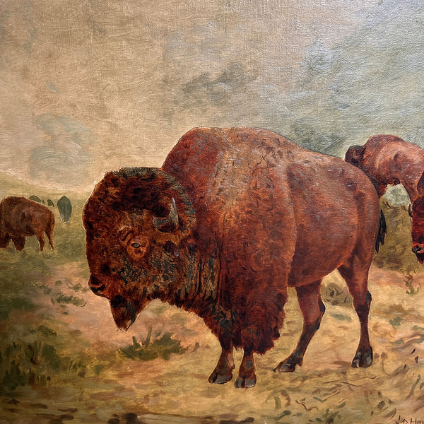 JOHN (JACK) DARE HOWLAND Oil on Canvas Painting, Buffalo Herd