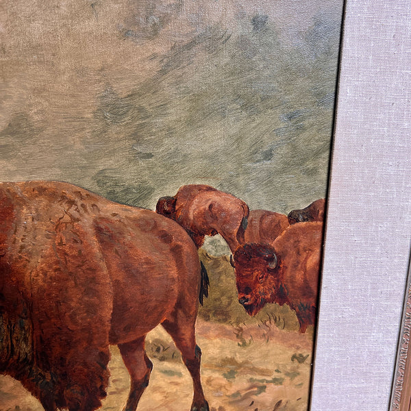 JOHN (JACK) DARE HOWLAND Oil on Canvas Painting, Buffalo Herd