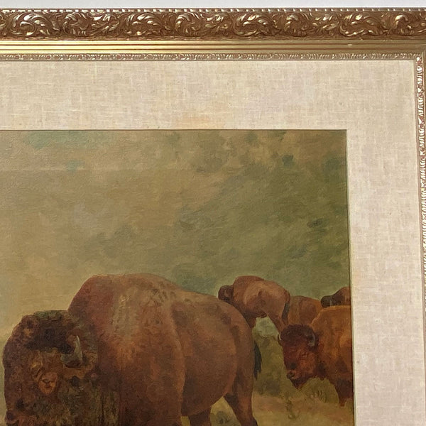 JOHN (JACK) DARE HOWLAND Oil on Canvas Painting, Buffalo Herd