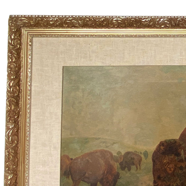 JOHN (JACK) DARE HOWLAND Oil on Canvas Painting, Buffalo Herd