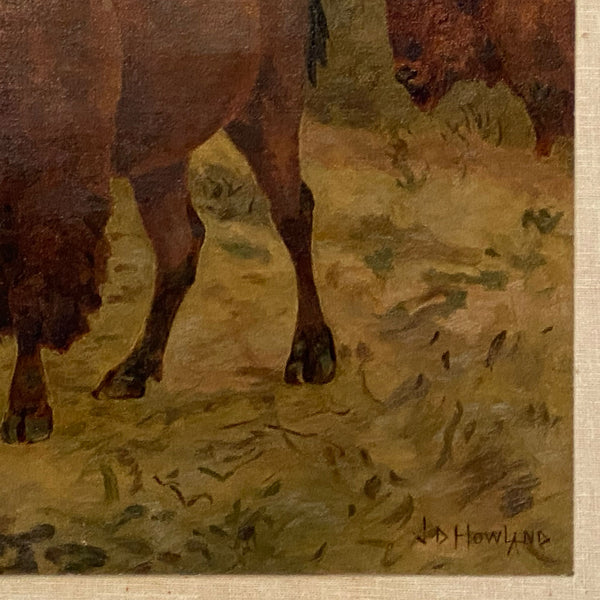 JOHN (JACK) DARE HOWLAND Oil on Canvas Painting, Buffalo Herd