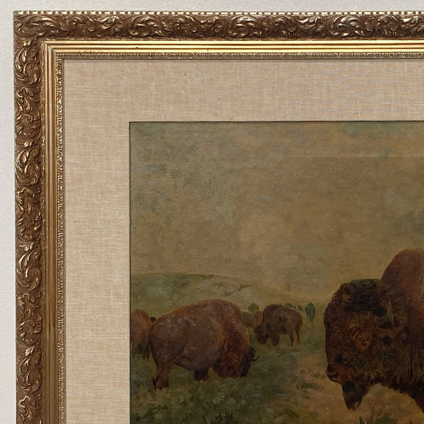 JOHN (JACK) DARE HOWLAND Oil on Canvas Painting, Buffalo Herd