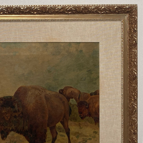 JOHN (JACK) DARE HOWLAND Oil on Canvas Painting, Buffalo Herd