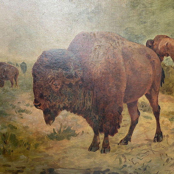 JOHN (JACK) DARE HOWLAND Oil on Canvas Painting, Buffalo Herd