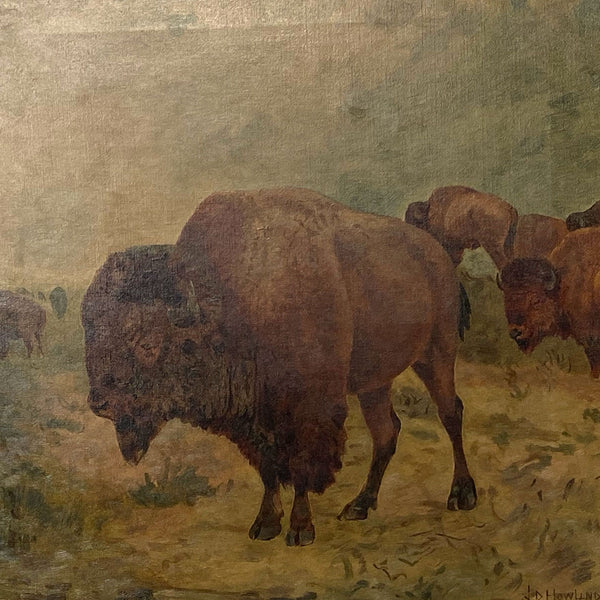 JOHN (JACK) DARE HOWLAND Oil on Canvas Painting, Buffalo Herd