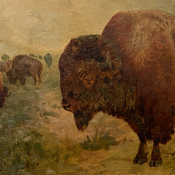 JOHN (JACK) DARE HOWLAND Oil on Canvas Painting, Buffalo Herd