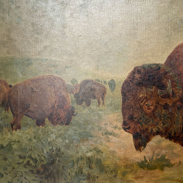 JOHN (JACK) DARE HOWLAND Oil on Canvas Painting, Buffalo Herd