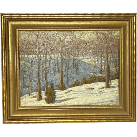 ANDREW T. SCHWARZ Oil on Artist Board Painting, Winter