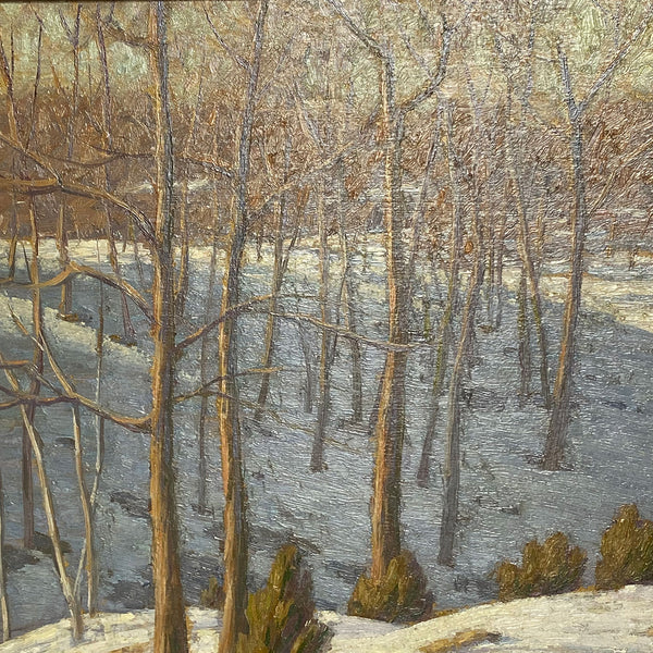 ANDREW T. SCHWARZ Oil on Artist Board Painting, Winter