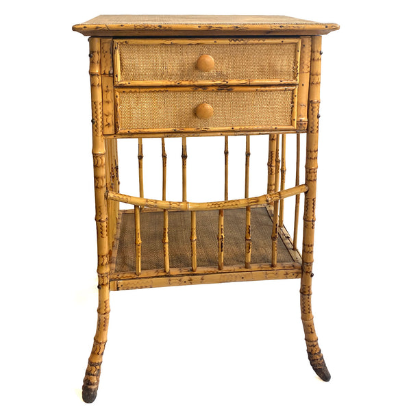 English Aesthetic Movement Bamboo Two-Drawer Side Table