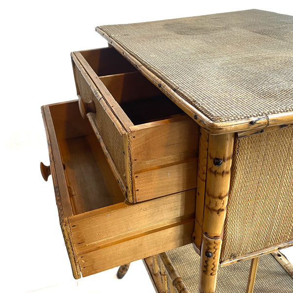 English Aesthetic Movement Bamboo Two-Drawer Side Table