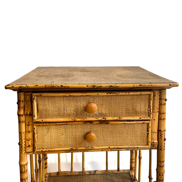 English Aesthetic Movement Bamboo Two-Drawer Side Table