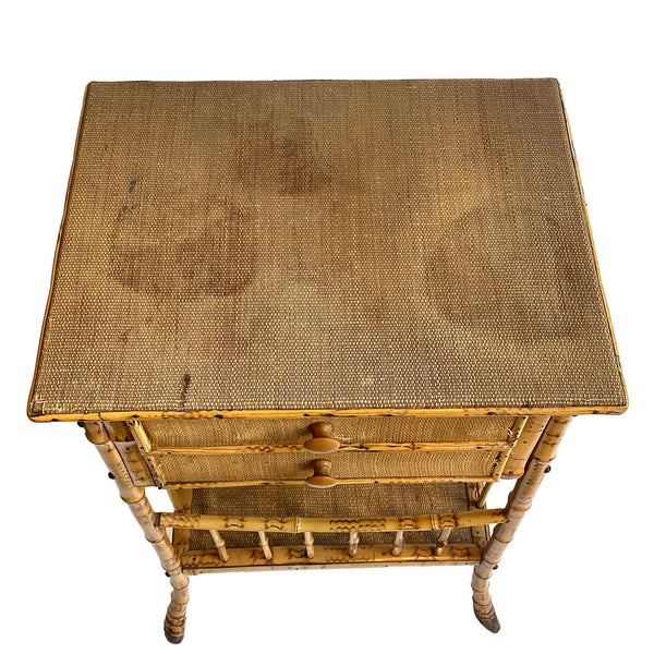 English Aesthetic Movement Bamboo Two-Drawer Side Table