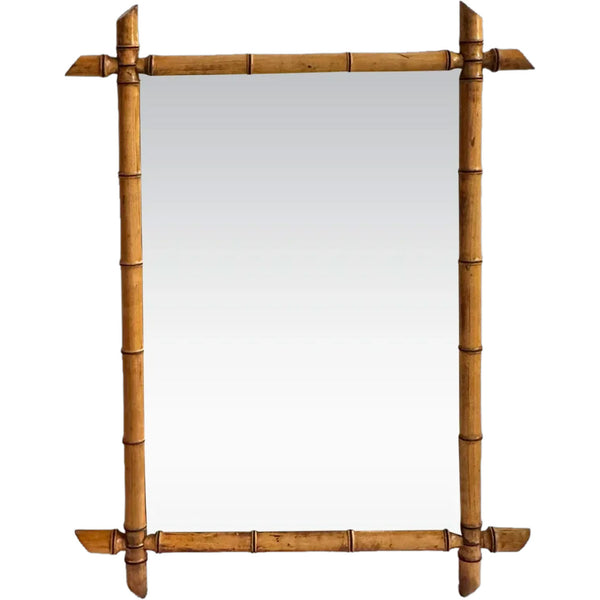 French Aesthetic Movement Faux Bamboo Rectangular Wall Mirror