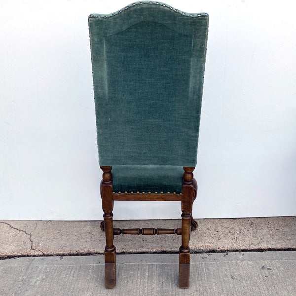 Set of Four Danish Baroque Style Mohair Upholstered Oak Dining Chairs