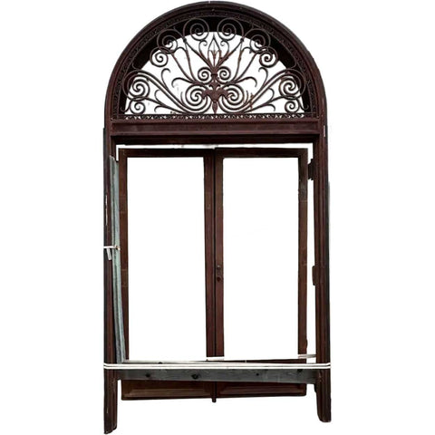 American Lafayette Hughes Mansion Wrought and Cast Iron Arched Entryway Double Door