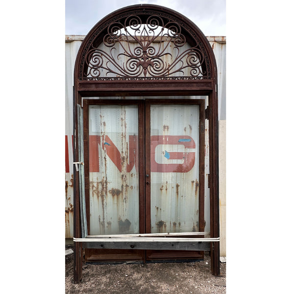 American Lafayette Hughes Mansion Wrought and Cast Iron Arched Entryway Double Door