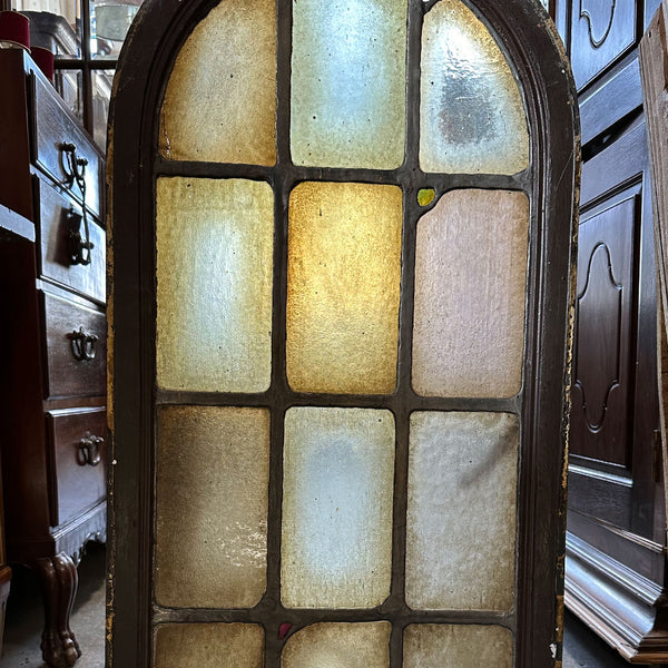 American Lafayette Hughes Mansion Stained and Leaded Glass Arched Window