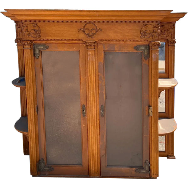 American F. E. Edbrooke Mansion Neoclassical Oak Beveled Glass Built-In Display Cabinet