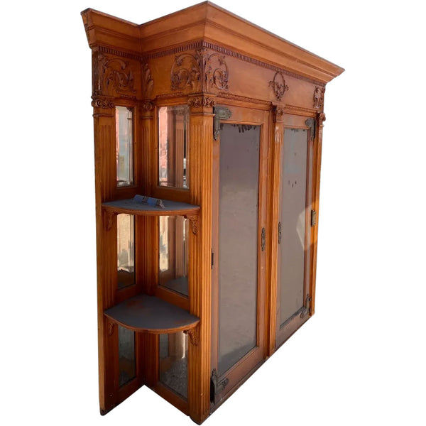 American F. E. Edbrooke Mansion Neoclassical Oak Beveled Glass Built-In Display Cabinet