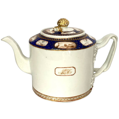 Chinese Export Canton Porcelain Armorial Teapot