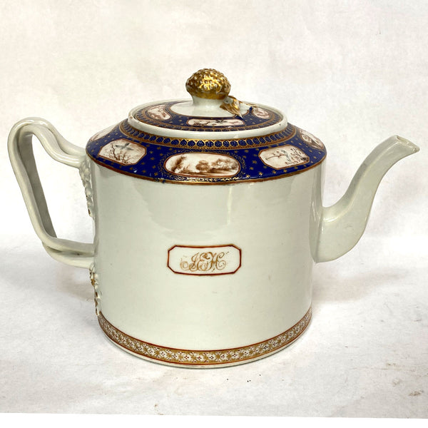 Chinese Export Canton Porcelain Armorial Teapot