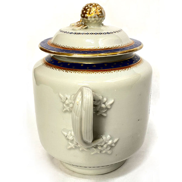 Chinese Export for the English Market Porcelain Armorial Covered Sugar Bowl